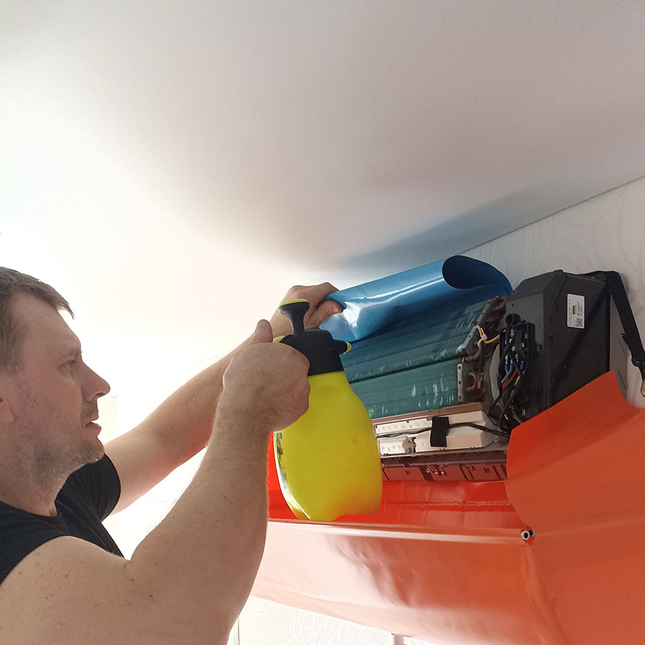 обработка внутреннего блока кондиционера моющим средством